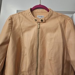 Calvin Klein peach women's leather jacket